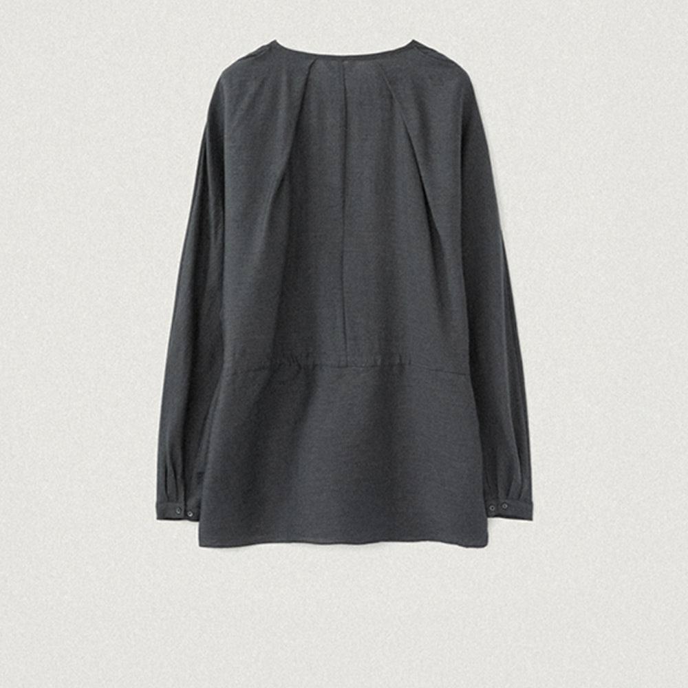 YE Lucy Button Blouse - Charcoal