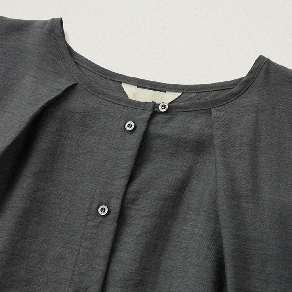 YE Lucy Button Blouse - Charcoal