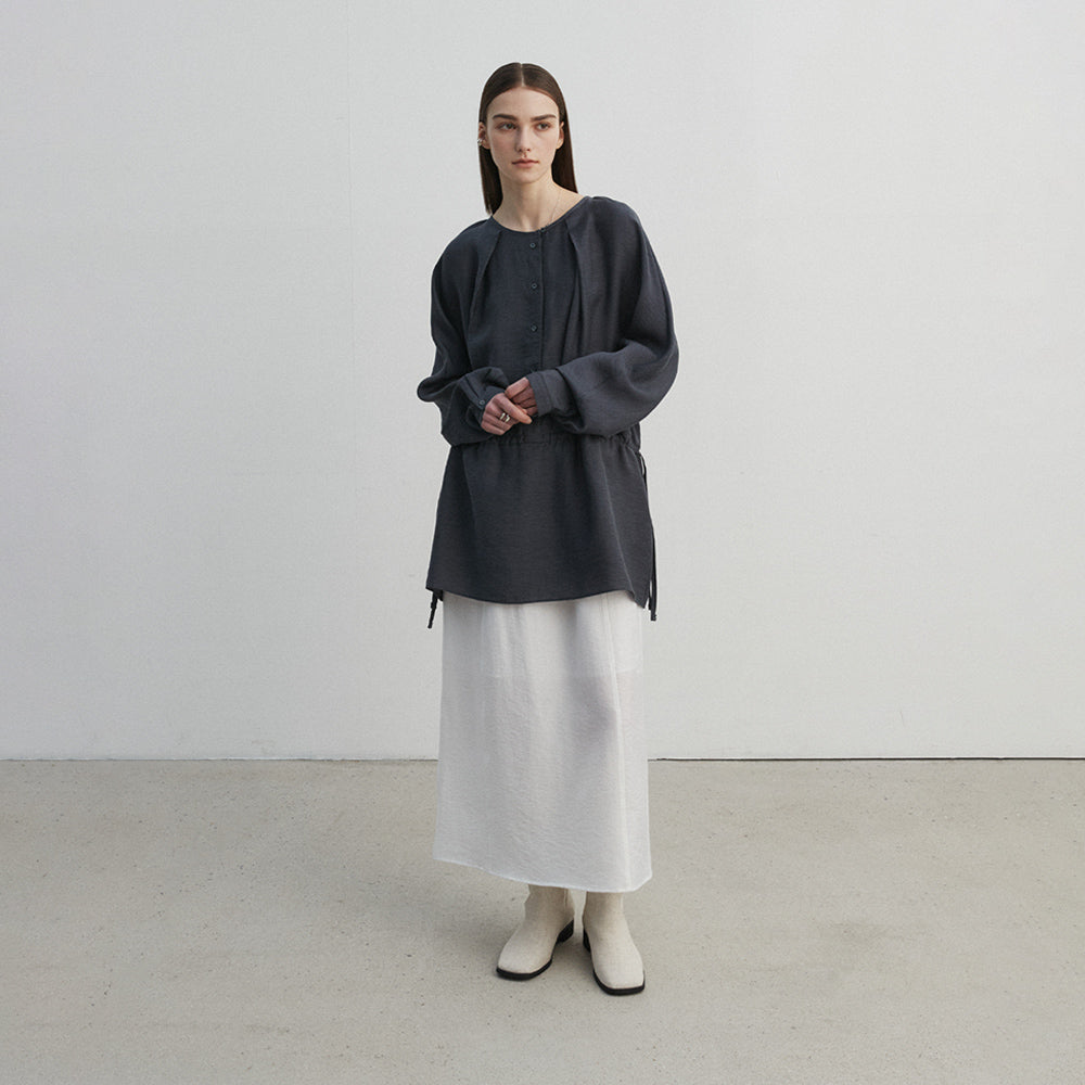 YE Lucy Button Blouse - Charcoal