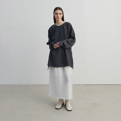 Lucy Button Blouse - Charcoal
