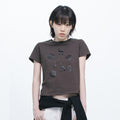 OHESHIO LOGO SLIM T-SHIRT, DEEP BROWN