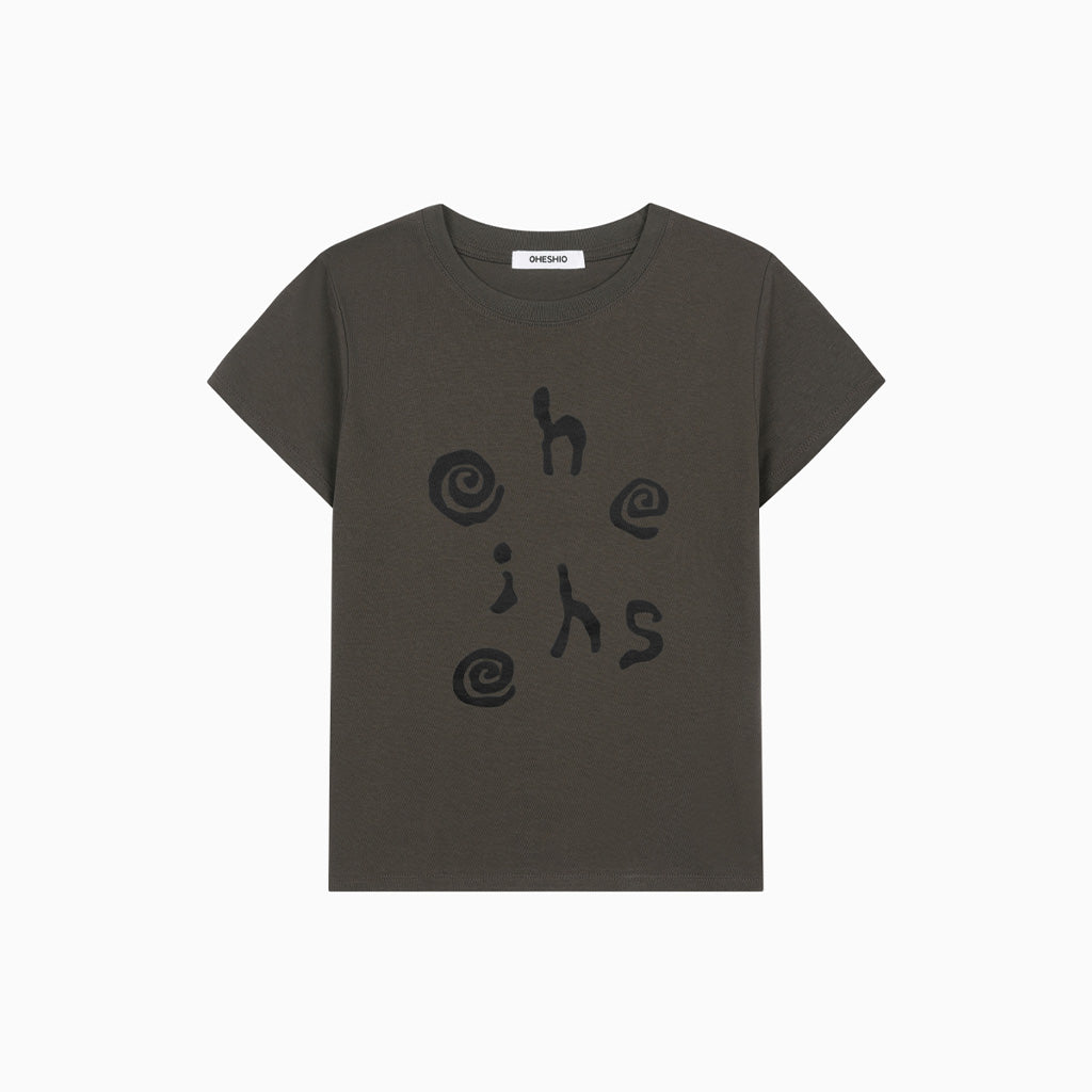 OHESHIO LOGO SLIM T-SHIRT, DEEP BROWN