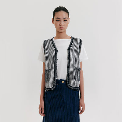 V-neck Knit Vest - Navy