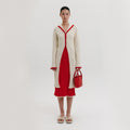 EENK Sailor Collar Long Knit Cardigan - Cream