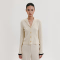 EENK Sailor Collar colored Knit Cardigan - Cream