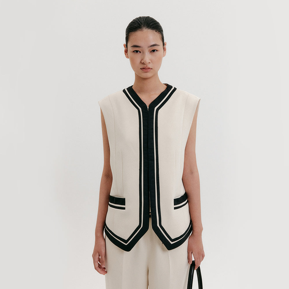 EENK Contrast Vest - Ivory