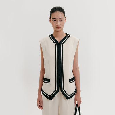 Contrast Vest - Ivory