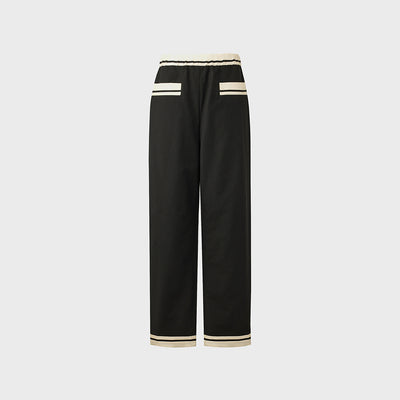 Contrast Straight Pants - Black