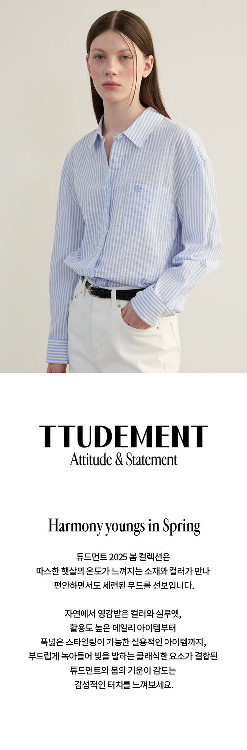 TTUDEMENT (Seersucker material) CLASSIC STRIPE SHIRT BLUE