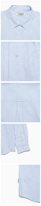 TTUDEMENT (Seersucker material) CLASSIC STRIPE SHIRT BLUE