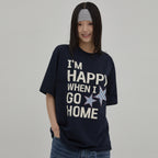 WAIKEI [NCT WISH Riku wearing] I am HAPPY short sleeve t-shirt navy