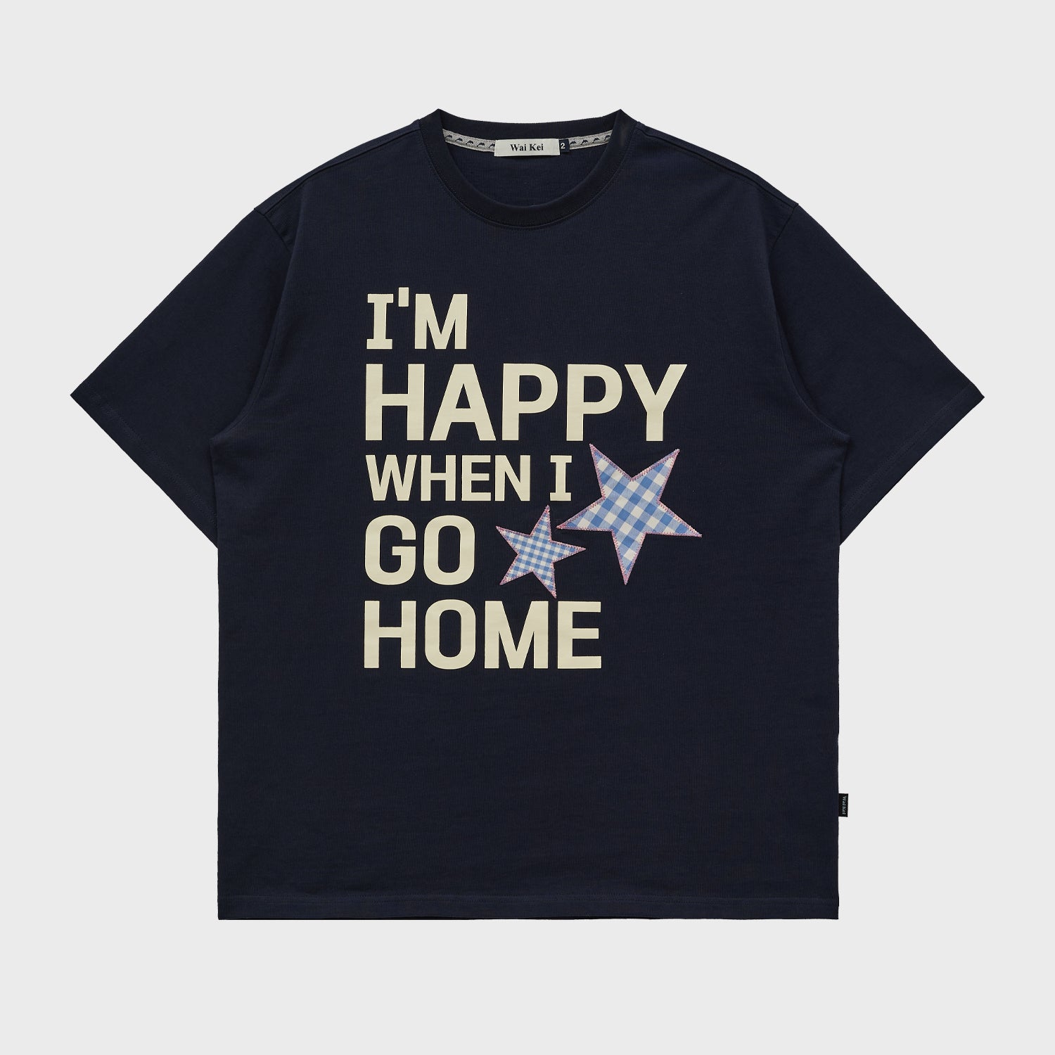 WAIKEI [NCT WISH Riku wearing] I am HAPPY short sleeve t-shirt navy