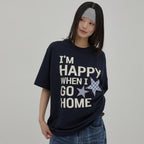WAIKEI [NCT WISH Riku wearing] I am HAPPY short sleeve t-shirt navy