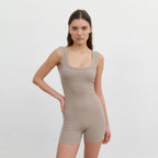 AUBER AUBER Ribbed Bodysuit - Taupe
