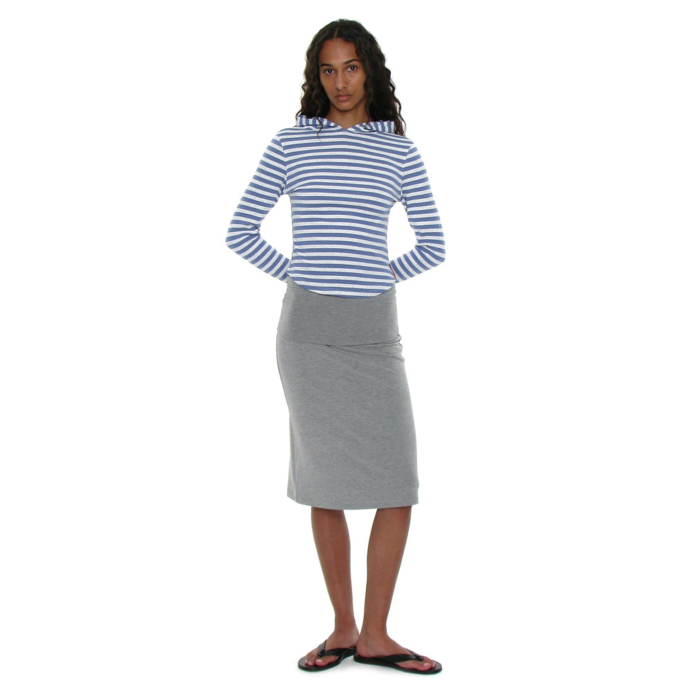 PARTIMENTO WOMEN PWC STRIPE HOODED LONG SLEEVE TEE_PASTEL BLUE