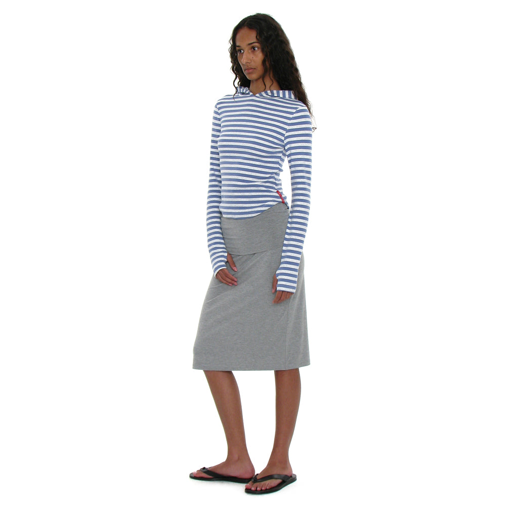 PARTIMENTO WOMEN PWC STRIPE HOODED LONG SLEEVE TEE_PASTEL BLUE