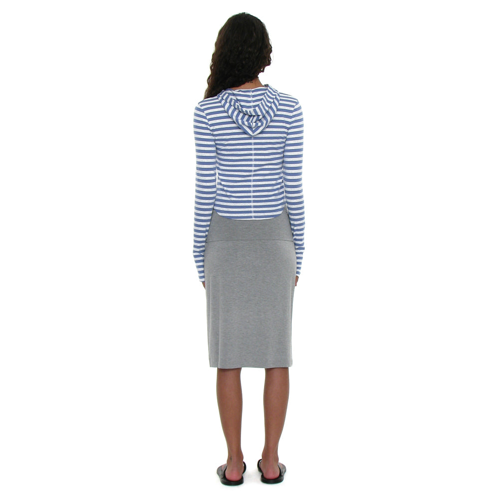 PARTIMENTO WOMEN PWC STRIPE HOODED LONG SLEEVE TEE_PASTEL BLUE