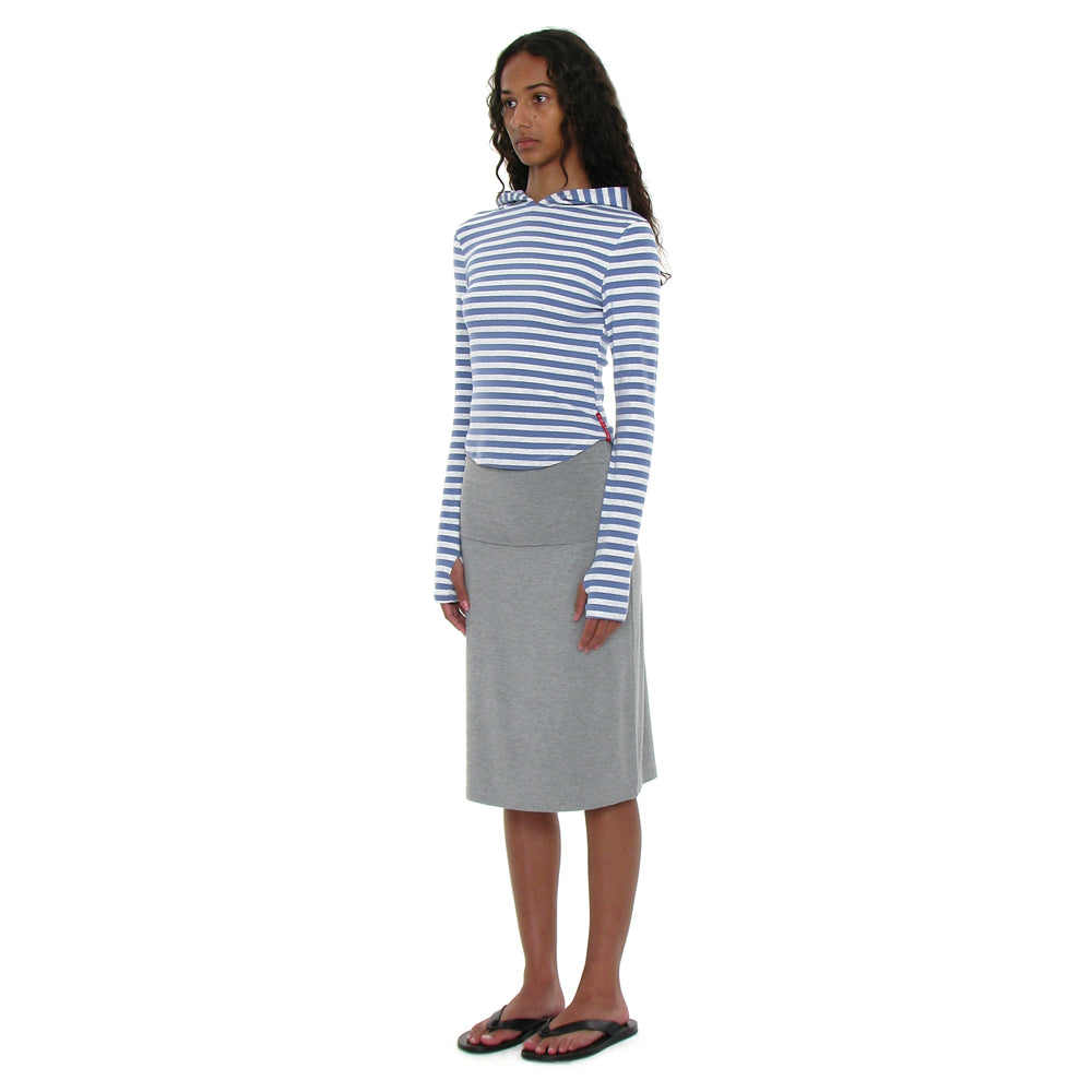PARTIMENTO WOMEN PWC STRIPE HOODED LONG SLEEVE TEE_PASTEL BLUE