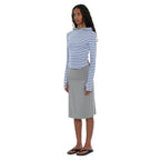 PARTIMENTO WOMEN PWC STRIPE HOODED LONG SLEEVE TEE_PASTEL BLUE