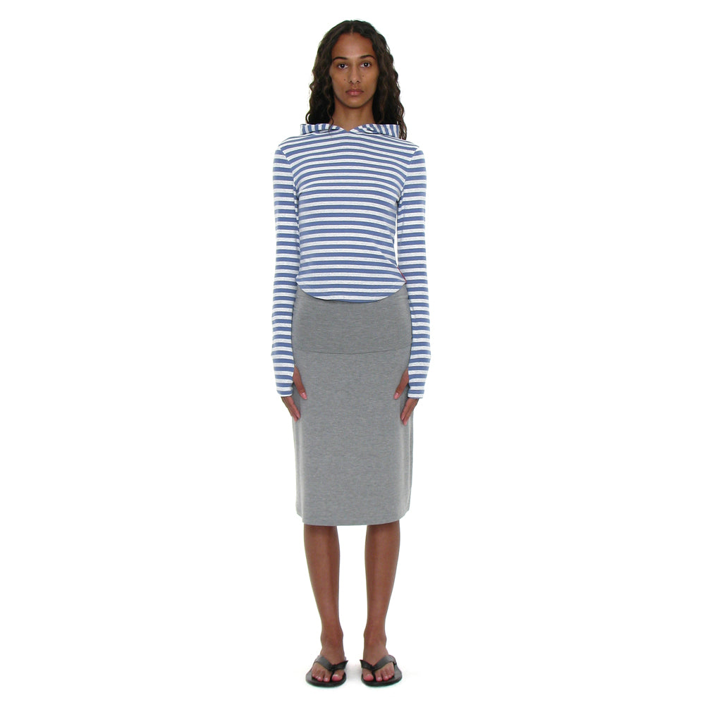 PARTIMENTO WOMEN PWC STRIPE HOODED LONG SLEEVE TEE_PASTEL BLUE