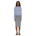 PARTIMENTO WOMEN PWC STRIPE HOODED LONG SLEEVE TEE_PASTEL BLUE