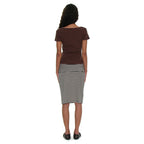 PARTIMENTO WOMEN PWC CONTRAST BINDING V-NECK TOP_BROWN