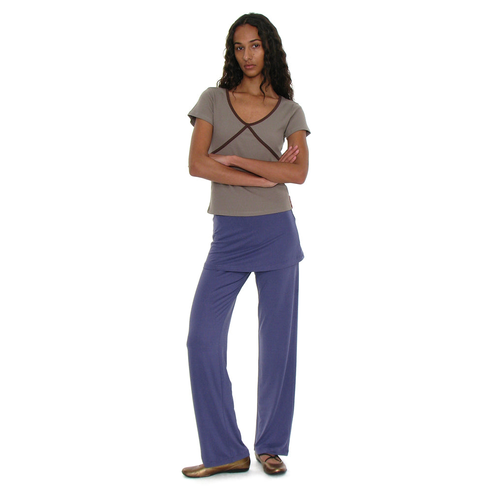 PARTIMENTO WOMEN PWC CONTRAST BINDING V-NECK TOP_KHAKI