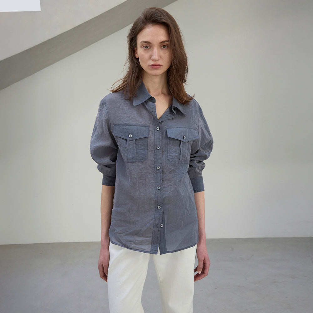 CHE [5th] Pocket Sheer Shirt - Charcoal