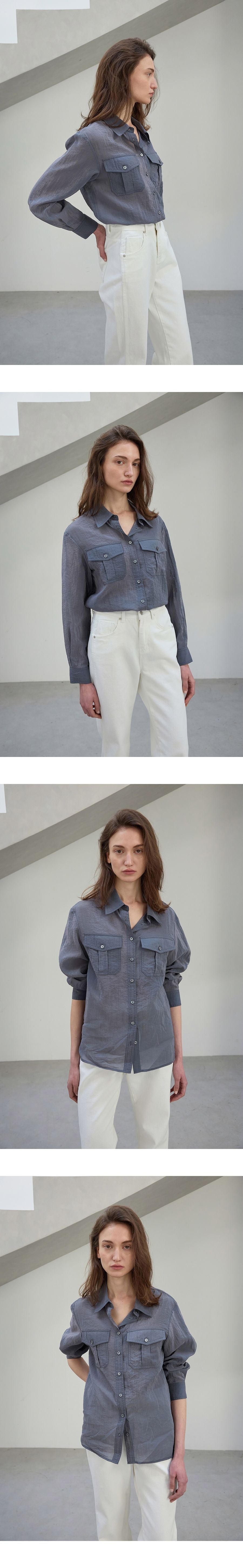 CHE [5th] Pocket Sheer Shirt - Charcoal