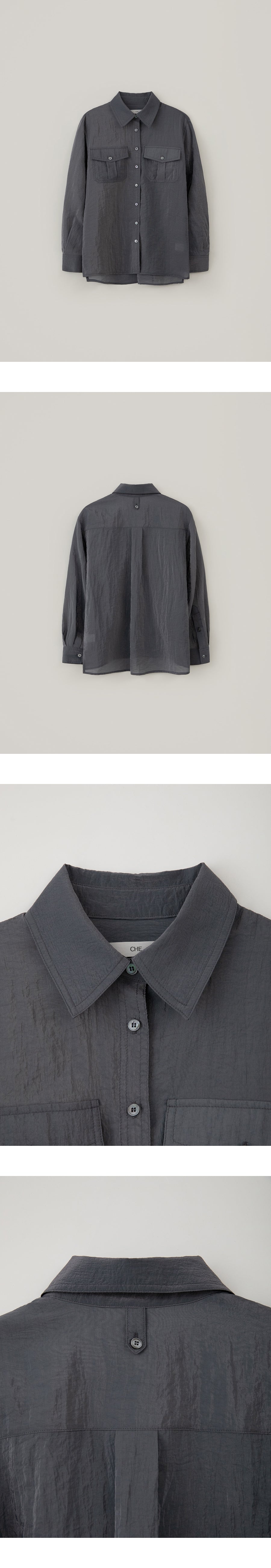 CHE [5th] Pocket Sheer Shirt - Charcoal