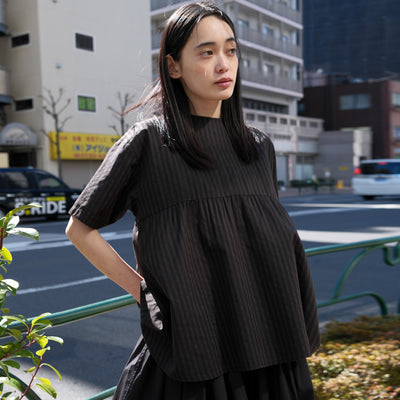Shirring blouse(black)