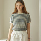 OUR HOPE Harry Stripe Raglan T-shirt - Melange Grey