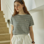OUR HOPE Harry Stripe Raglan T-shirt - Melange Grey