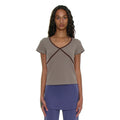 PARTIMENTO WOMEN PWC CONTRAST BINDING V-NECK TOP_KHAKI