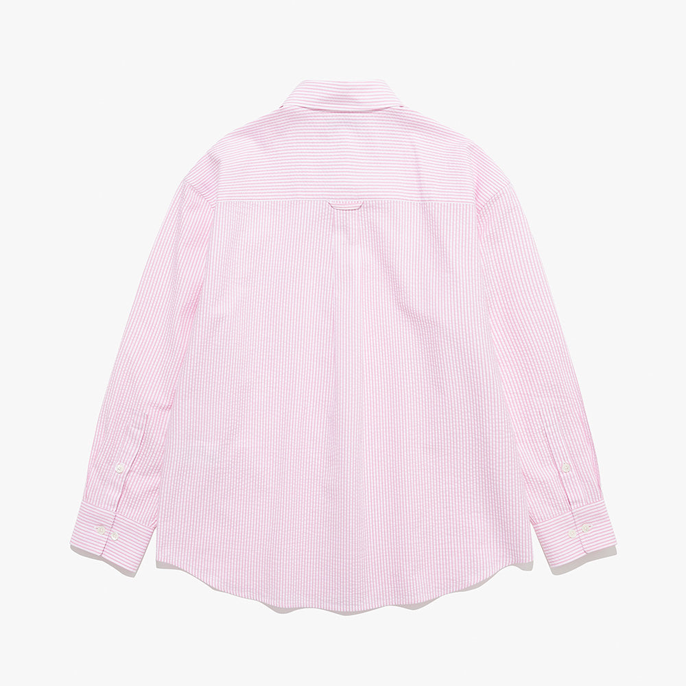 TTUDEMENT (Seersucker material) CLASSIC STRIPE SHIRT PINK