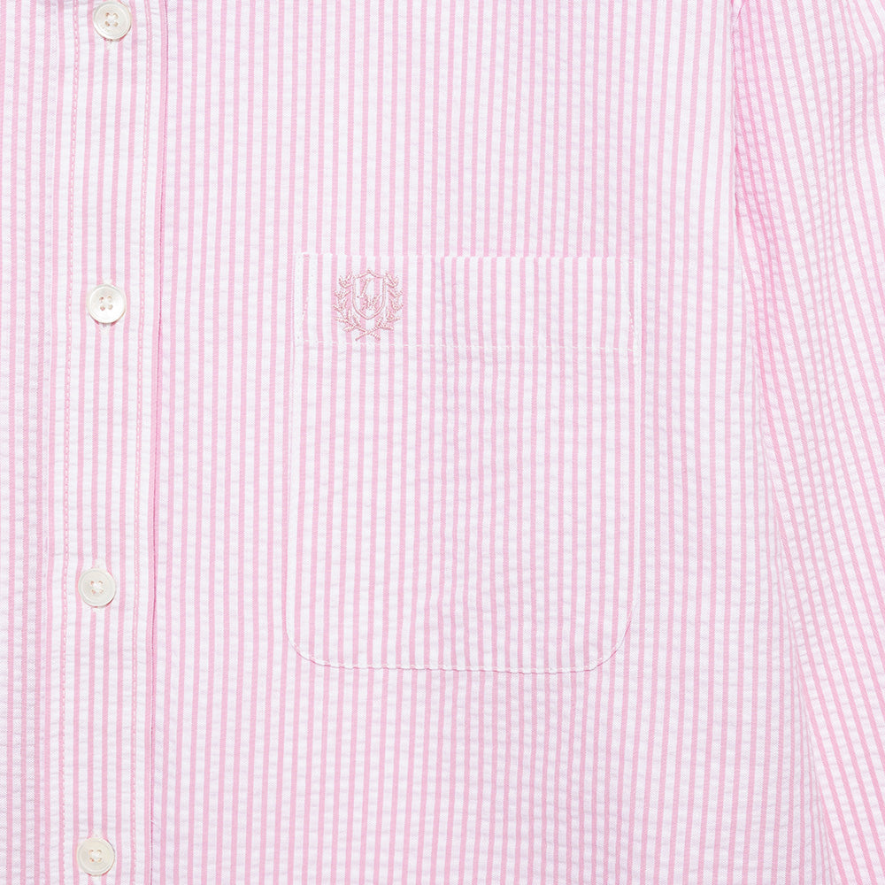 TTUDEMENT (Seersucker material) CLASSIC STRIPE SHIRT PINK