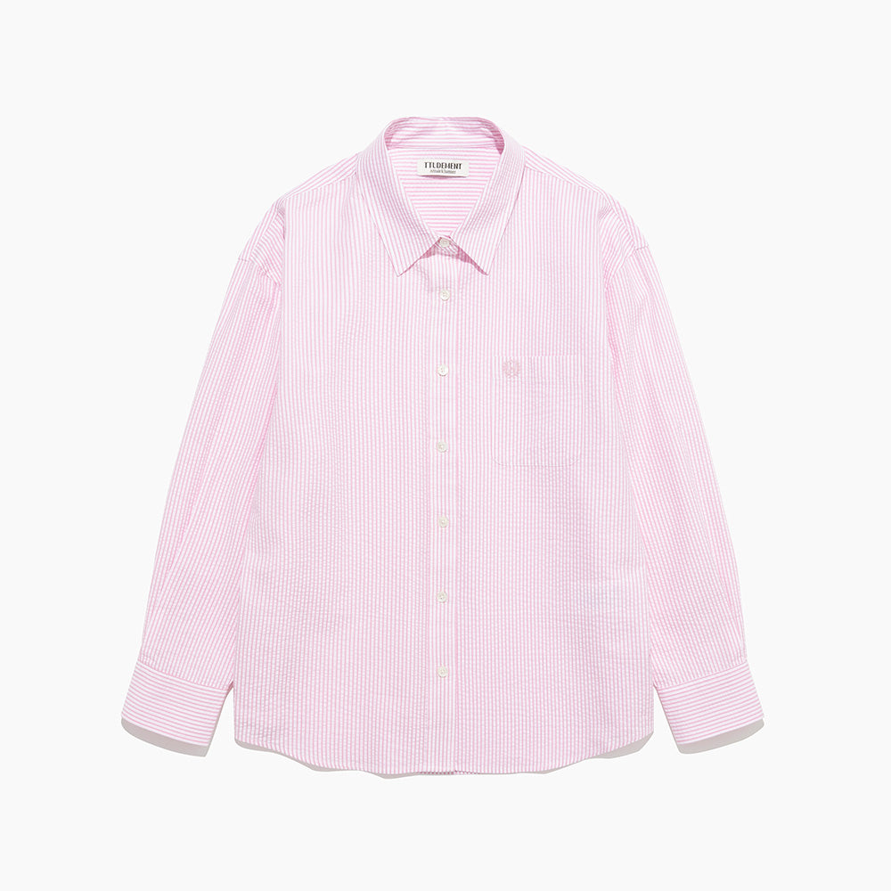 TTUDEMENT (Seersucker material) CLASSIC STRIPE SHIRT PINK