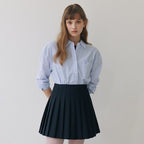 TTUDEMENT (Seersucker material) CLASSIC STRIPE SHIRT BLUE