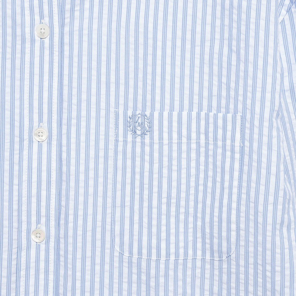 TTUDEMENT (Seersucker material) CLASSIC STRIPE SHIRT BLUE