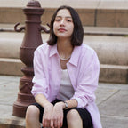 TTUDEMENT (Seersucker material) CLASSIC STRIPE SHIRT PINK