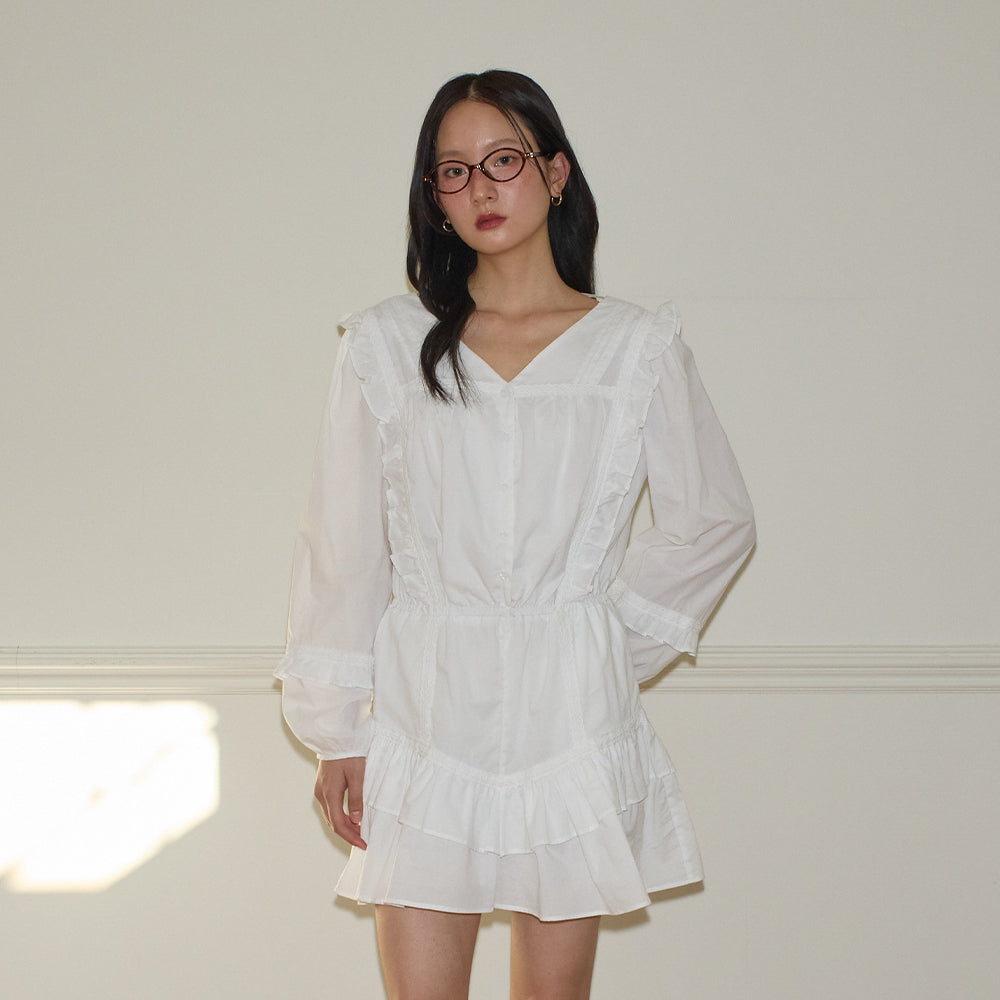 SALON DE YOHN SALON DE YOHN Ruffle Point Jumpsuit White
