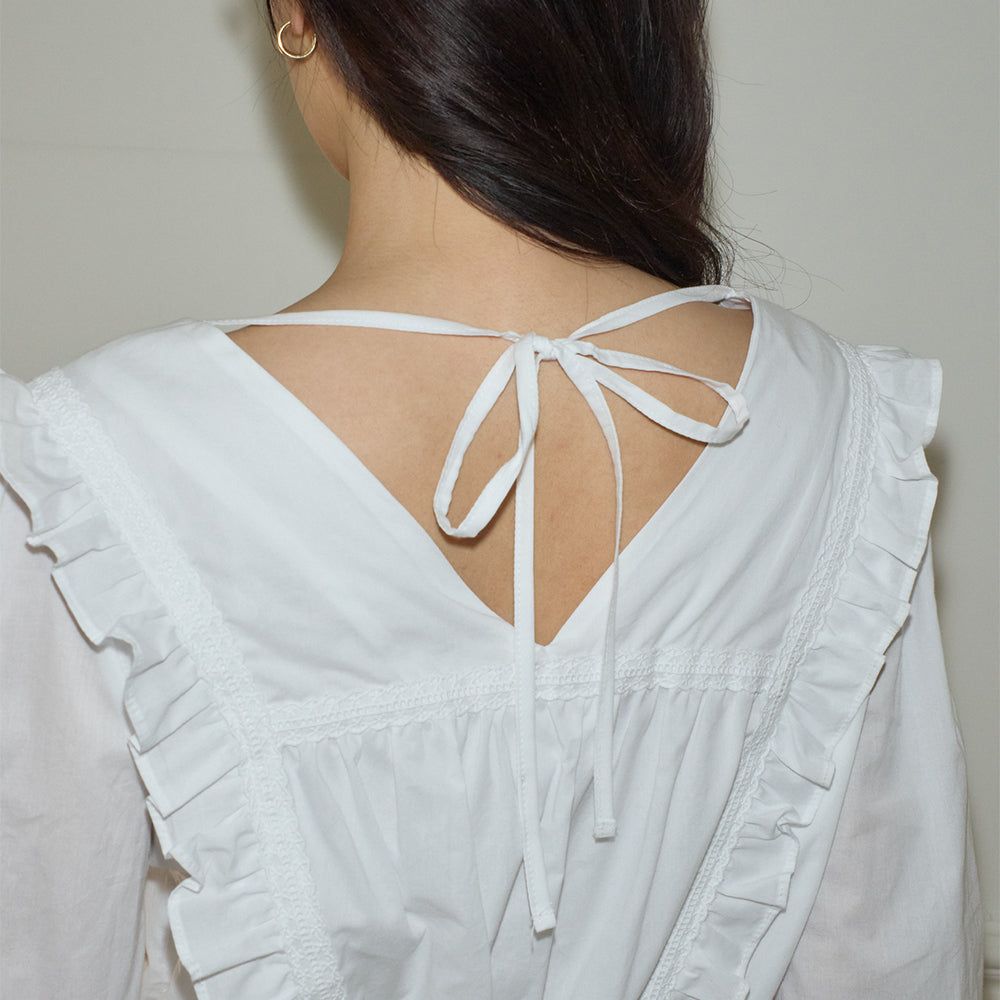 SALON DE YOHN SALON DE YOHN Ruffle Point Jumpsuit White