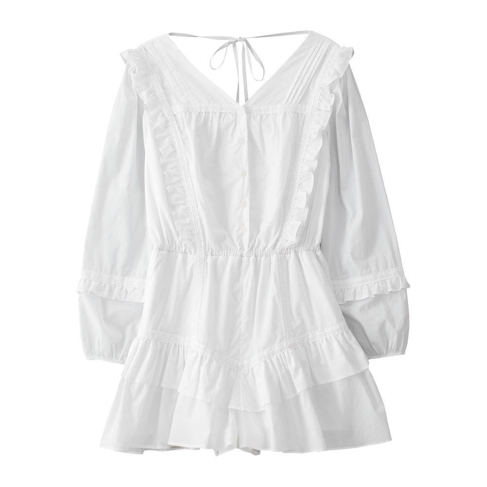 SALON DE YOHN SALON DE YOHN Ruffle Point Jumpsuit White