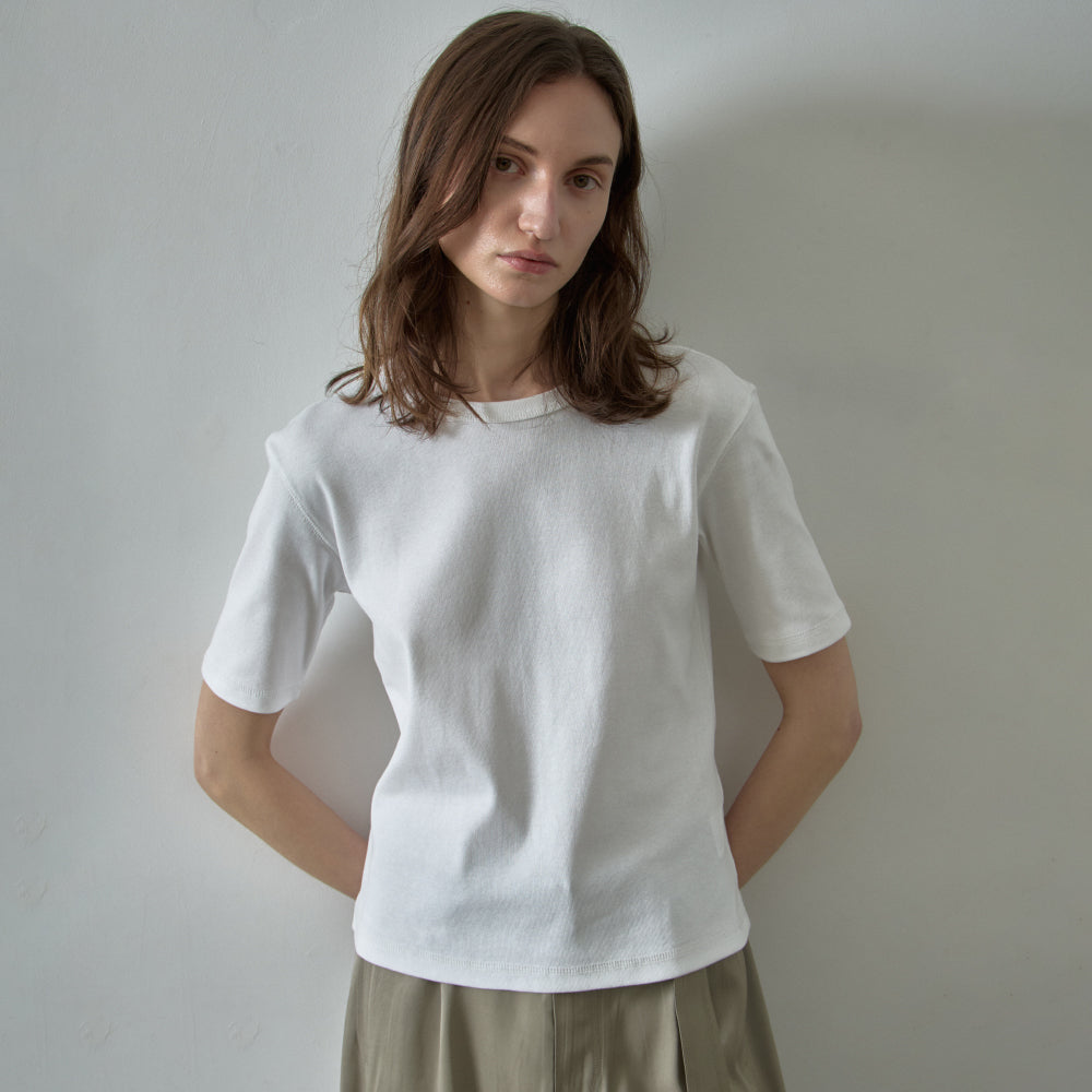 FACADE PATTERN Ribbed slim t-shirt_3color
