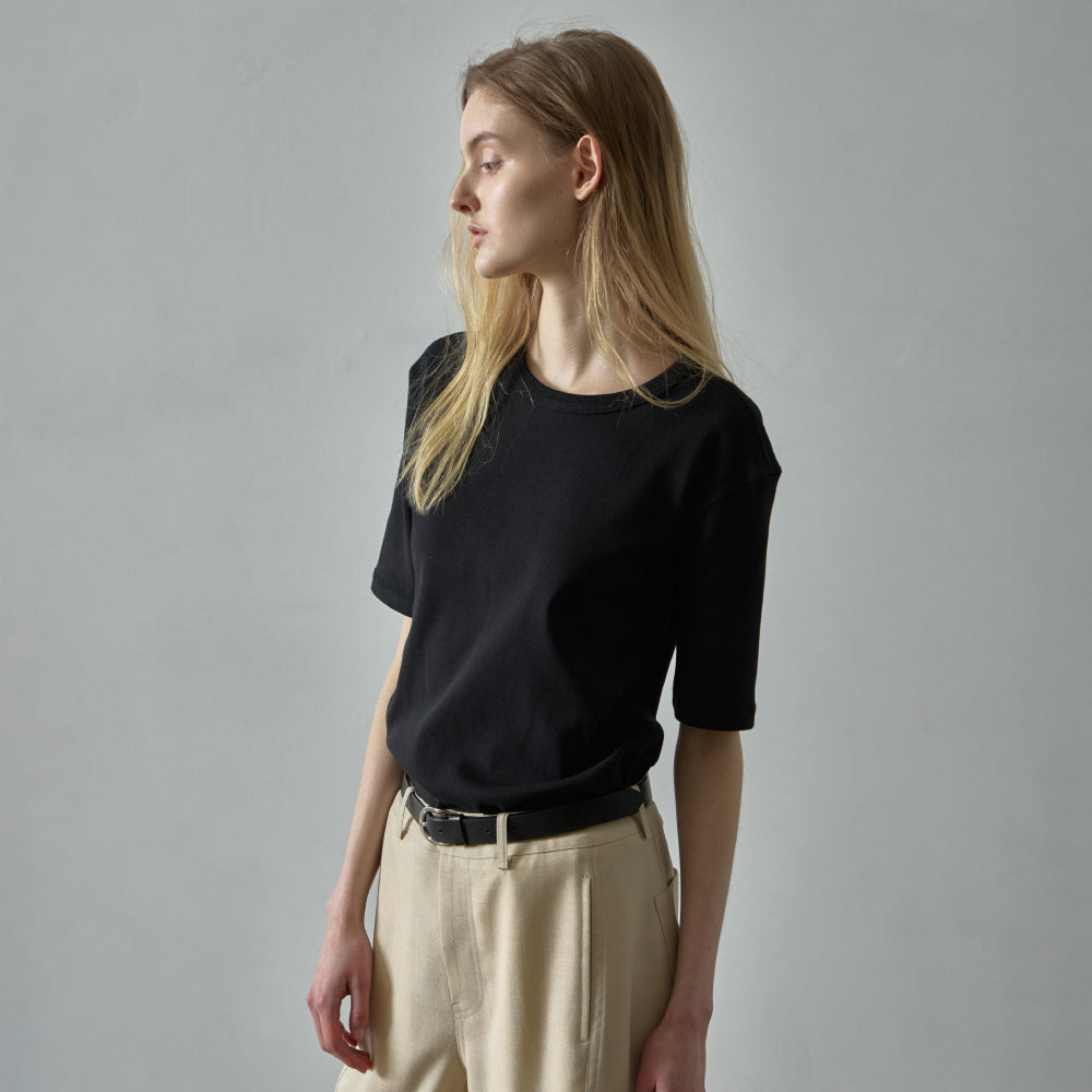 FACADE PATTERN Ribbed slim t-shirt_3color
