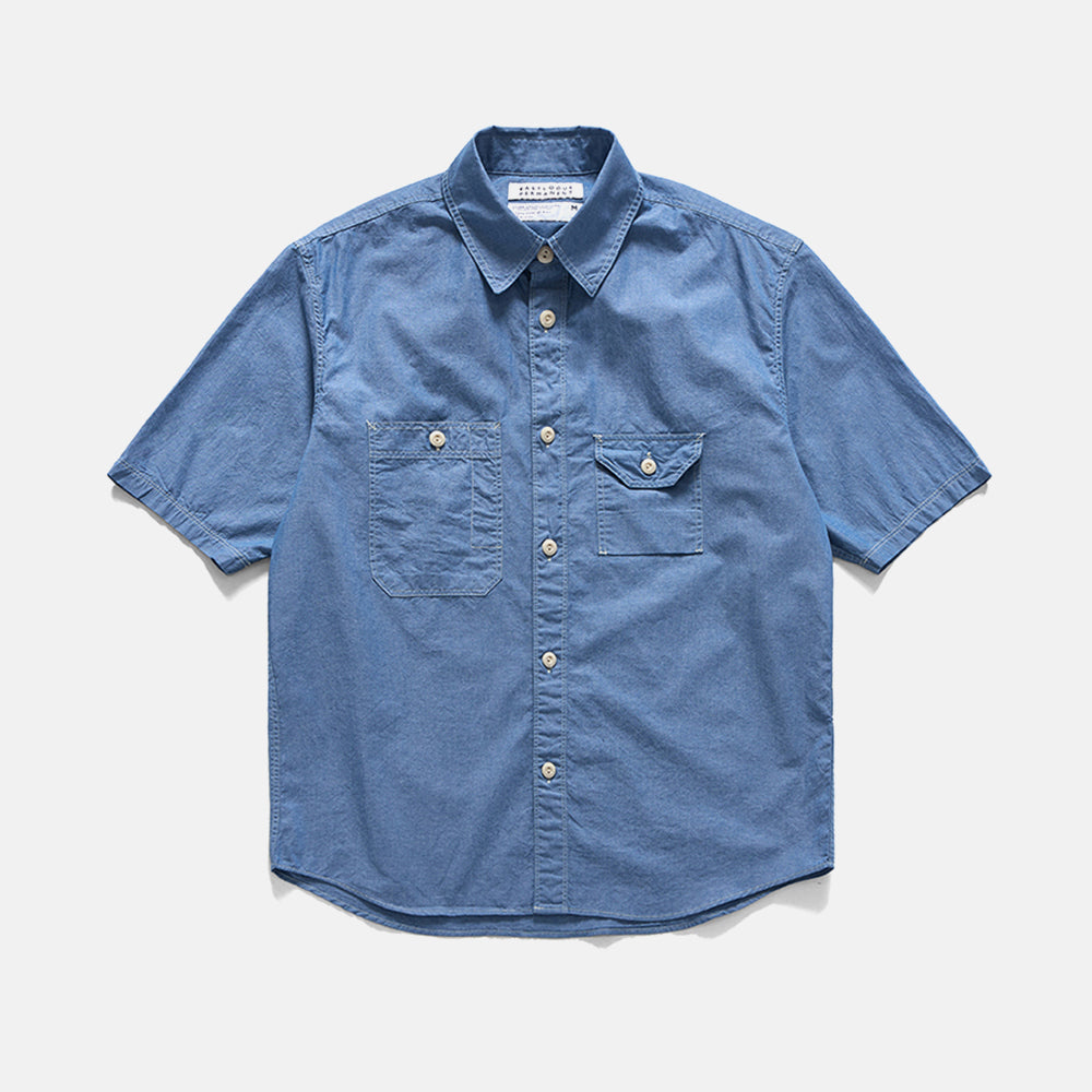 EASTLOGUE PERMANENT CHAMBRAY WORK HALF SHIRT / CHAMBRAY LIGHT BLUE