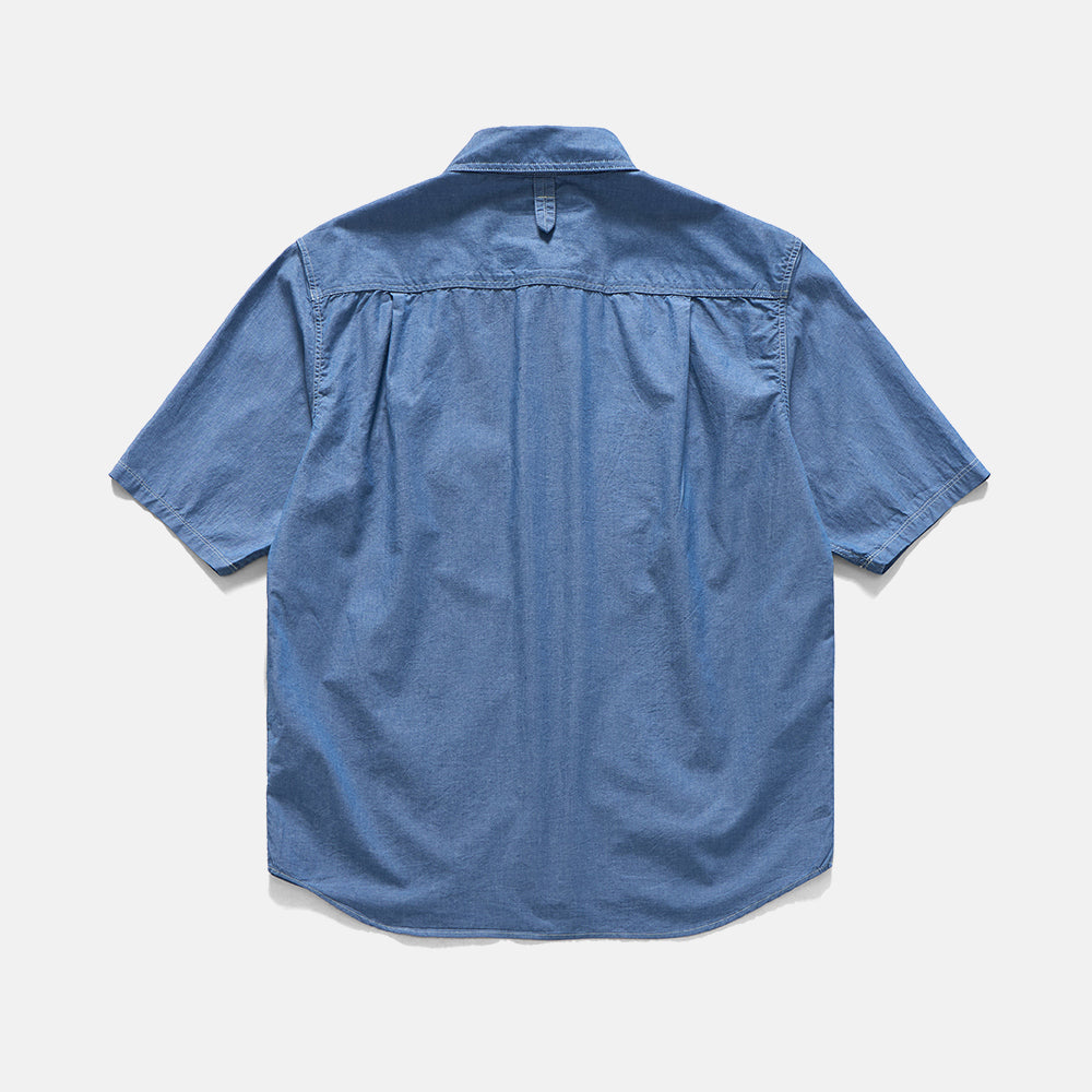 EASTLOGUE PERMANENT CHAMBRAY WORK HALF SHIRT / CHAMBRAY LIGHT BLUE