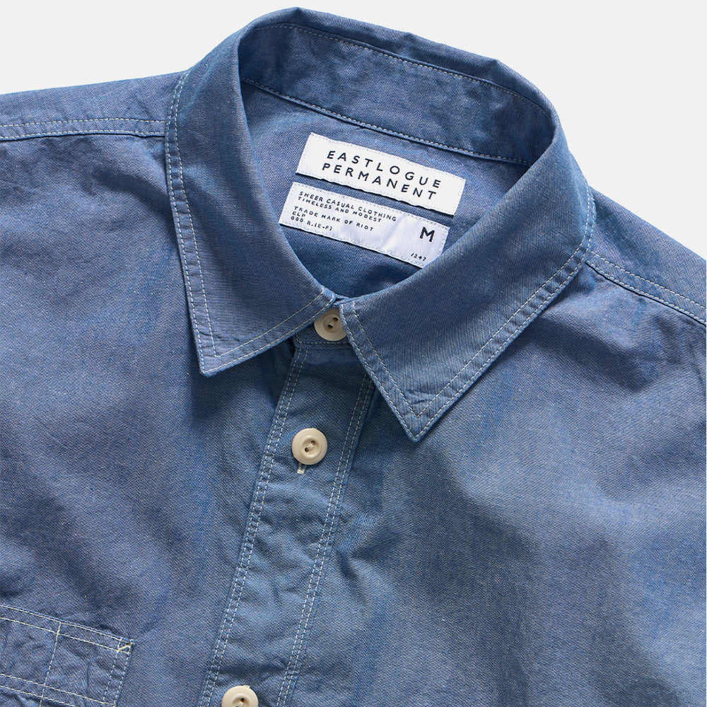 EASTLOGUE PERMANENT CHAMBRAY WORK HALF SHIRT / CHAMBRAY LIGHT BLUE