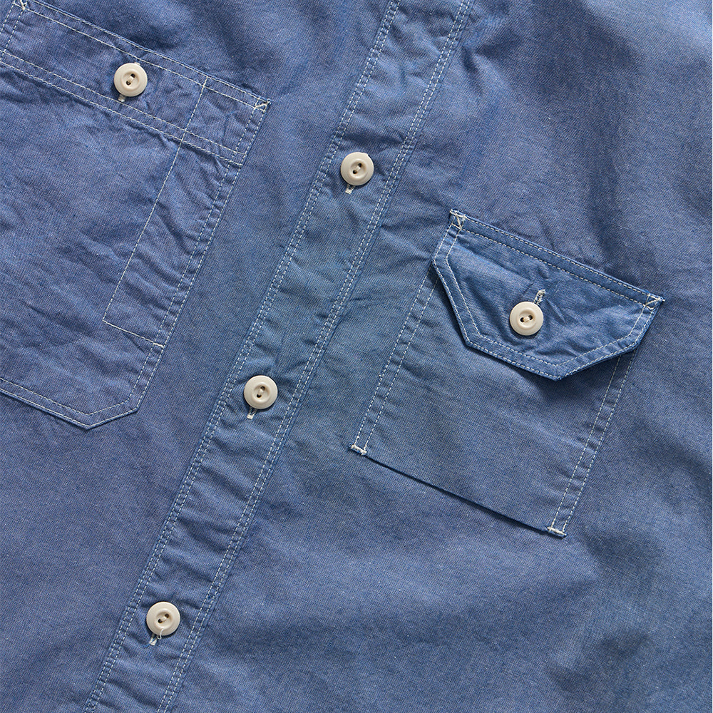 EASTLOGUE PERMANENT CHAMBRAY WORK HALF SHIRT / CHAMBRAY LIGHT BLUE