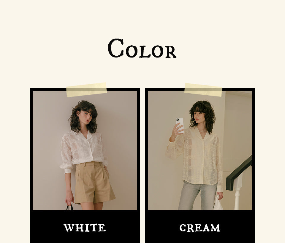 FRIVER07 Punching lace see-through shirt_White